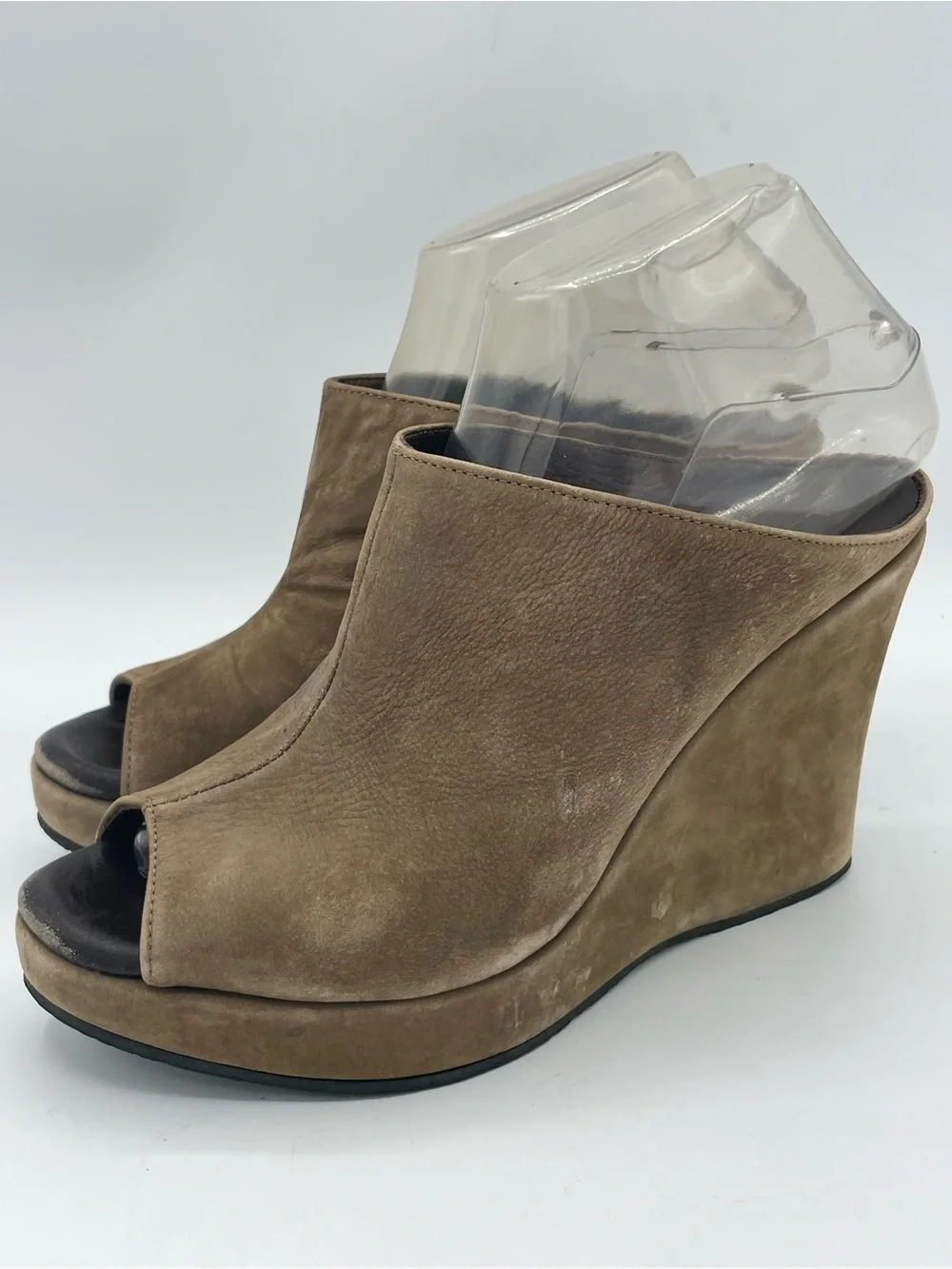 Cordani Tan Suede Open-Toe Wedge Mules